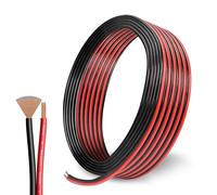 Câble électrique de calibre 12 de 15,2 m, fil CCA 2 conducteurs rouge et noir, bandes d'éclairage LED, cordon d'extension flexible 12 AWG, fil de cuivre en aluminium plaqué de cuivre, câble 12 V/24 V