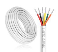 Câble électrique de calibre 16 à 6 conducteurs, câble d'alimentation blanc toronné basse tension 16/6, 16 AWG en cuivre étamé, 6 fils d'extension pour éclairage de lampe LED, automobile