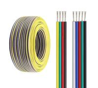 câble électrique en PVC, Câble ruban flexible en PVC couleur cuivre étamé 4P/5P 28/26/24AWG for câblage LED RVB DIY 300 V(30ft,4c-28awg)