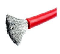 Câble électrique en Silicone de 1M/2M, Noir, Rouge, Batterie d'onduleur Ultra Douce, démarrage Automatique Voiture, 1AWG 2AWG 4AWG 5AWG 6AWG 7AWG(Red 2m,7 AWG)