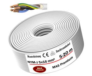 Câble Électrique Feuchtraum NYM-J 5x16 mm² MAS Premium Gris 5-20 m