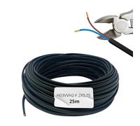 Câble électrique HALOTEC 25 mètres 2 fils 2 x 0,75 | H03VVH2-F | Double isolation PVC | Câble d'installation | PVC | Noir |