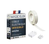 Câble électrique invisible ultra plat 10M 230V/16A - 3 LIGNES - PACK LUMINAIRE disparaît sous peinture, papier peint, carrelage… Fini les goulottes passe câble