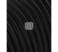 Câble électrique recouvert de Tissu coloré. Fabriqué en Italie. 3 mètres 2x0, 75 - Couleur : Noir
