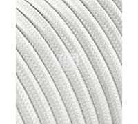 Câble électrique rond recouvert de tissu coloré pour lustres, lampes, abat jour. Écheveau de 50 m 2 x 0,75 cm, couleur blanche