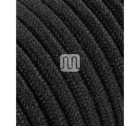 Câble électrique rond rond recouvert de fil de tissu coloré noir brut 2 x 0,75 mm pour lustres, lampes, ABAT JOUR, design fabriqué en Italie.
