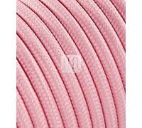 Câble électrique rond Rond recouvert de tissu coloré. 50 mètres 2x0, 75 Couleur: Rose pour lustres, lampes, abat jour, Design. Fabriqué en Italie.