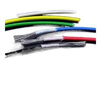 Câble électrique tressé Fil tressé en fibre de verre et cuivre, silicone, 2 mètres, 300 V/500 V, 300 °C, multicolore(Red,2.5mm2 (13AWG))