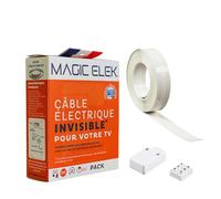 Câble électrique ultra-plat pour LUMINAIRE 2M 230V/16A- fil/ruban électrique invisible qui disparaît sous peinture, papier peint, carrelage, etc. Fini les goulottes et les saignées murales (2m)