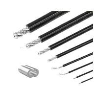 Câble en acier Câble métallique en acier inoxydable avec revêtement noir, diamètre 1,0/1,2/1,5/2,0/3,0/4,0/5,0/6,0 mm, câble flexible en acier souple après revêtement(6mm black,20M)