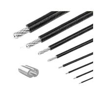Câble en acier Câble métallique en acier inoxydable avec revêtement noir, diamètre 1,0/1,2/1,5/2,0/3,0/4,0/5,0/6,0 mm, câble flexible en acier souple après revêtement(1.5mm black,10M)