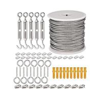 Câble en acier, câble métallique, Kit de câble en acier inoxydable 30 m et 15 for suspendre un étendoir à linge, une tente ou jardin extérieur(30M)
