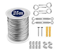Câble en acier, câble métallique, Kit de suspension avec câble en acier inoxydable 15 m et 2 mm(Type3 25M)