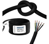 Câble en caoutchouc flexible H07RN-F 5 x 4 mm² noir pour station de charge murale, boîtier de chargement de voiture électrique, connecteur de station de charge, 5 x 4 mm² au mètre, par incréments de 1