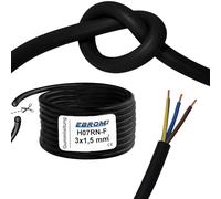 Câble en caoutchouc - H07RN-F 3G1,5 mm² - 3 x 1,5 mm² - Vendu au mètre par paliers de 1 m - Câble de rallonge extérieur IP44 - Longueur : 15 m
