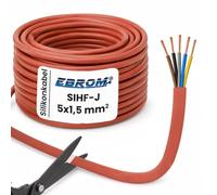 Câble en silicone pour sauna SIHF-J 5 x 1,5 mm² - Par exemple pour le poêle de sauna jusqu'à 4,5 kW, 99,9 % cuivre OFC étamé - Vendu au mètre - Choix par incréments de 1 m, votre choix : 8 m 5 x 1,5
