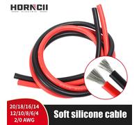 Câble en silicone super souple, fil de cuivre flexible plaqué 18, 20, 18, 16, 14, 12, 10, 8, 6, 4, 2, 0 AWG, batterie, onduleur, UPS,etc. Black and Red(1pair)
