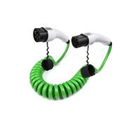 Câble en spirale pour boîte murale, 11kw, 22kw, câble de rue, Type 2, chargeur extérieur pour voiture européenne, Mode couleur verte 3, Portable EVSE T2 22kw 32A 3 phases 5 mètres