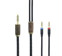 Câble équilibré de 4,4 mm 7N OCC en cuivre plaqué argent coque en bois de noyer compatible avec casque Hifiman Sundara, Ananda, Arya, Edition XS, HE400SE, HE4XX, HE-400i (version 2 x 3,5 mm)