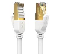 Câble Ethernet 0,25m RJ45 Cat 8 Câble Réseau 40Gbps 2000MHz S/FTP Câble Internet LAN Cable flexible S/FTP Patch LAN Câble fiche RJ45 idéal pour Routeur Modem Switch TV Box,PC,PS4,PS5 Blanc