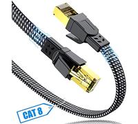 Câble Ethernet 0.5M, Cat 8 RJ45 Double Blindage 40Gbps 2000MHz cordon de raccordement LAN tressé en nylon haute vitesse Tressé Compatible avec PC PS5 PS4 Xbox Routeur Modem Switch Décodeur TV Box
