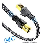 Câble Ethernet 1.5M, Cat 8 RJ45 Double Blindage 40Gbps 2000MHz cordon de raccordement LAN tressé en nylon haute vitesse Tressé Compatible avec PC PS5 PS4 Xbox Routeur Modem Switch Décodeur TV Box