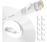 Câble Ethernet 10m, Cat 6 Cable réseau, Internet haut débit avec connecteur testeur rj45 pour modem routeur swtich, compatible en amont avec le Cable Ethernet Cat 7/Cat 8-Blanc