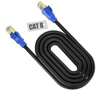 Cable Ethernet 10m Cat 8, Câble Reseau RJ45 Blindé, Câble RJ45 10m Haut Débit, Câble Internet SFTP Anti-brouillage Gigabit Extérieur Imperméable Noir Câble LAN Pour Routeur Modem - 40Gbps 2000MHz