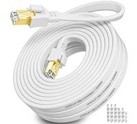 Cable Ethernet 18M, Cat 8 Câble Rj45 Plat 18M Cable Réseau Lan Blindé Haut Debit Fibre 40Gbps 2000Mhz, Fil Ethernet Gigabit Blanc Câble Internet Pour Routeur Modem Ps5/4[ADA08583]