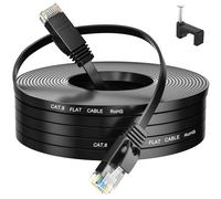 Cable Ethernet 20m,Cable Rj45 Cat 6 Cable Réseau Plat Haut Débit Fibre Câble Internet Noir UTP Câble Patch 20 Mètres Cable Lan pour Routeur Modem Switch