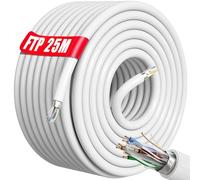 Cable Ethernet 25m Blindé, RJ45 Câble 25m Exterieur Intérieur, Câble Réseau Haut Debi Fiber Bobine | AWG23, FTP PIMF CCA, Anti-Interférence, Lgnifuge, Exterieur Etanche, Gigabit CAT 6 (25 mètres)