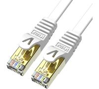 Cable Ethernet 3M 2 Pièces, Cable Rj45 Cat 7 Plat Haute Vitesse Avec Connecteur Rj45 Plaqué Or, Cable Ethernet Blindé Cable Internet Haut Débit 10 Gb/S 750 Mhz Blanc[CAB9163558]