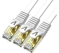 Cable Ethernet 3M 3 Pièces, Cable Rj45 Cat 7 Plat Haute Vitesse Avec Connecteur Rj45 Plaqué Or, Cable Ethernet Blindé Cable Internet Haut Débit 10 Gb/S 750 Mhz Blanc[CAB9163565]