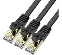 Cable Ethernet 3M 3 Pièces, Cable Rj45 Cat 7 Plat Haute Vitesse Avec Connecteur Rj45 Plaqué Or, Cable Ethernet Blindé Cable Internet Haut Débit 10 Gb/S 750 Mhz Noir[CAB9163589]
