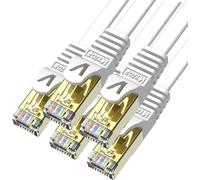 Cable Ethernet 3M 5 Pièces, Cable Rj45 Cat 7 Plat Haute Vitesse Avec Connecteur Rj45 Plaqué Or, Cable Ethernet Blindé Cable Internet Haut Débit 10 Gb/S 750 Mhz Blanc[CAB9163575]