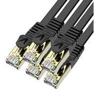 Cable Ethernet 3M 5 Pièces, Cable Rj45 Cat 7 Plat Haute Vitesse Avec Connecteur Rj45 Plaqué Or, Cable Ethernet Blindé Cable Internet Haut Débit 10 Gb/S 750 Mhz Noir[CAB9163577]
