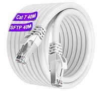 Cable Ethernet 40m, Cable RJ45 Blindé Cat 7 10Gbps 600MHz Haute Vitesse Cable Ethernet S/FTP Cable Réseau Blanc Gigabit Extérieur Imperméable Câble LAN Câble Internet pour Routeur Modem
