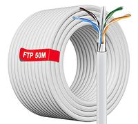 Cable Ethernet 50m Blindé, RJ45 Câble 50m Exterieur Intérieur, Câble Réseau Haut Debi Fiber Bobine | AWG23, FTP PIMF CCA, Anti-Interférence, Lgnifuge, Exterieur Etanche, Gigabit CAT 6 (50 mètres)