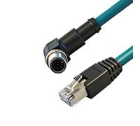 Câble Ethernet 8 broches mâle coudé à droite vers RJ45 Gigabit blindé étanche pour caméra industrielle Ethernet