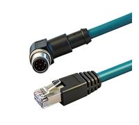 Câble Ethernet 8 broches mâle coudé à droite vers RJ45 Gigabit blindé étanche pour caméra industrielle Ethernet