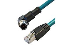Câble Ethernet 8 broches mâle coudé à droite vers RJ45 Gigabit blindé étanche pour caméra industrielle Ethernet