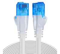 Câble ethernet Cat 6 45,7 m Plat Blanc avec clips de fixation et sangles - câble réseau Internet haute vitesse, Plus rapide que Cat5e Cat5 Computer LAN Fil avec embouts Connecteurs