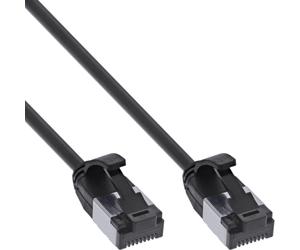 Câble ethernet Cat.8.1 InLine patch slim, U/FTP, TPE sans halogène, noir, 1m