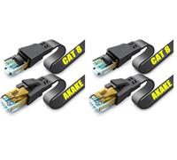 Câble Ethernet Cat 8, câble réseau Internet plat haute vitesse robuste de 2M, câble LAN professionnel, 26 AWG, 2000 Mhz 40 Gbps avec connecteur RJ45 plaqué or, blindé au mur, intérieur et extérieur