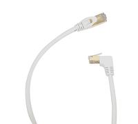 Câble Ethernet Cat6 à angle droit vers le bas à 90 degrés - Câble Ethernet Cat6 à angle droit pour PC, routeur, modem, imprimante, box TV, câble réseau FTP Cat6 24 AWG - Blanc (angle vers le bas, 2,7 m)