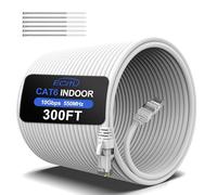 Câble Ethernet Cat6 de 100 m, câble de raccordement Cat 6, câble Internet Cat6, câble réseau UTP, intérieur et extérieur, 24 AWG CCA, compatible pour PC, ordinateur portable, routeur, commutateur, serveur, avec 25 attaches de câble - Blanc