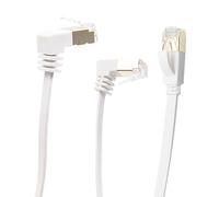 Câble Ethernet Cat6 plat à angle droit de 90 degrés vers le bas, cordons de raccordement pour réseau Internet LAN Gigabit CAT6 pour routeur, modem, imprimante, câble réseau FTP Cat6 32 AWG blanc