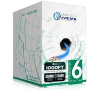 Câble Ethernet Cat6 Riser (CMR) de 305 m - 4 paires de conducteurs solides 23 AWG, câble Ethernet de 305 m pour l'extérieur - Vitesse de 550 MHz 10 Gigabit, paire torsadée non blindée (UTP), câble