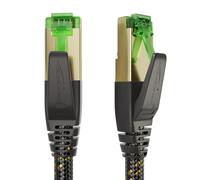 Cable Ethernet CAT7 avec triple blindage ultra-sécurisé et gaine en nylon flexible - 2m (Prise RJ45, Câble internet/LAN, 10Gbit/s pour une vitesse maximale de la fibre optique)
