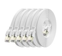 Câble Ethernet Cat8 0,25m 5 Pièces, 40 Gbit/s 2000 MHz Câble Réseau Gigabit LAN Haute Vitesse Avec RJ45 et Connecteur Plaqué or Câble Internet pour Routeur, pou Laptop, pou PS5 - Blanc